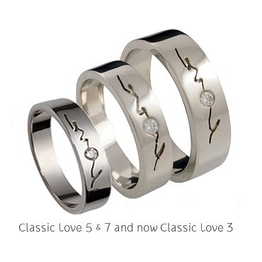 Classic Love [3] Women's Wedding Ring | 18K White Gold - Click Image to Close